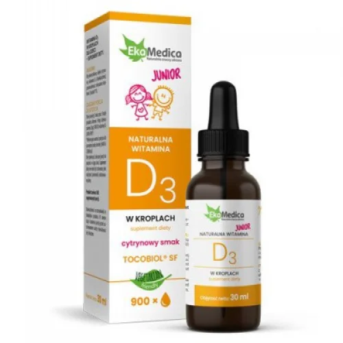 Miniaturka artykułu - EkaMedica Witamina JUNIOR D3 krople, 30 ml KR&Oacute;TKA DATA 10.10.2026