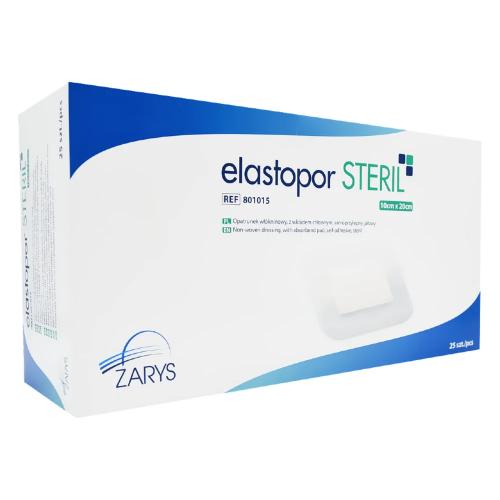 Miniaturka artykułu - Elastopor Steril Opatrunek jałowy wł&oacute;kninowy samoprzylepny z wkładem chłonnym 10cm x 20cm, 25 szt.