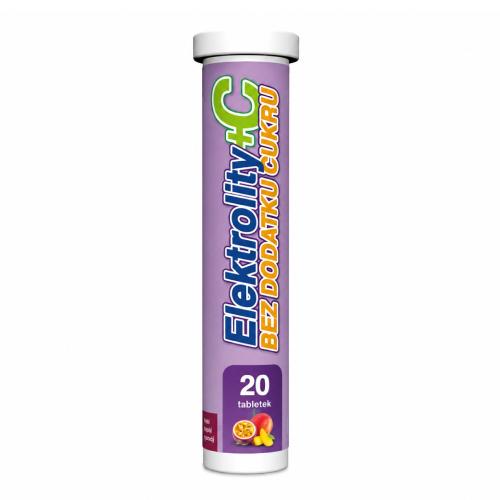 Miniaturka artykułu - Elektrolity + C bez dodatku cukru, 20 tabl. musujących