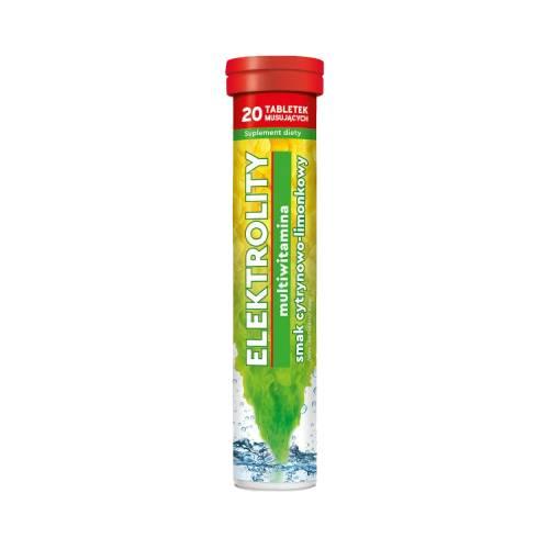 Miniaturka artykułu - Elektrolity Multiwitamina o smaku cytrynowo limonkowym, 20 tabl. mus.