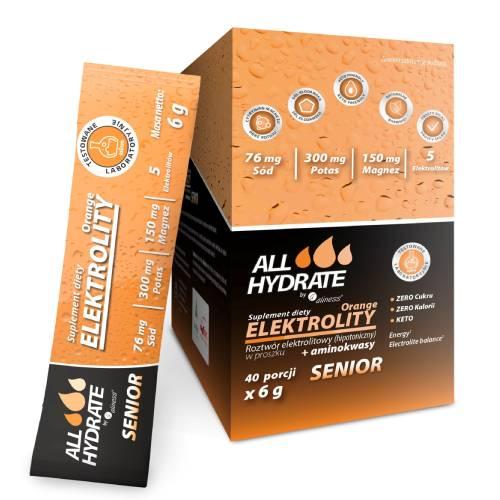Miniaturka artykułu - ALLHydrate Elektrolity Senior o smaku pomarańczowym, 40 sasz. x 6 g