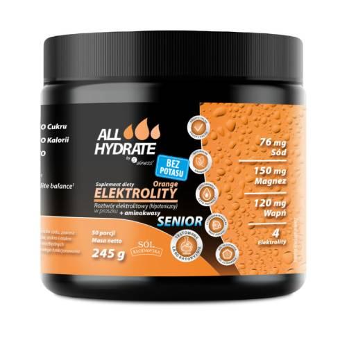 Miniaturka artykułu - ALLHydrate Elektrolity Senior bez potasu, o smaku pomarańczowym, 245 g