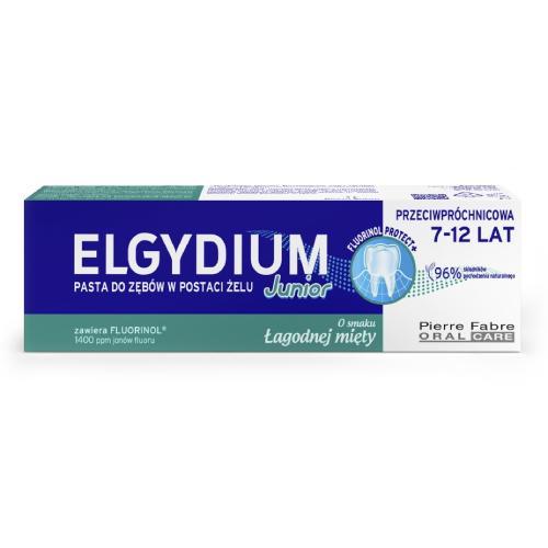 Miniaturka artykułu - ELGYDIUM JUNIOR Pasta do zęb&oacute;w w postaci żelu o smaku łagodnej mięty, 50 ml USZKODZONE / BRAK OPAKOWANIA