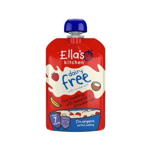 Miniaturka artykułu - Ella's Kitchen BIO Bezmleczny pudding ryżowy z bananem i truskawkami, 80g KR&Oacute;TKA DATA 03.09.2026