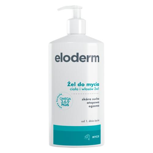 Miniaturka artykułu - ELODERM Żel do mycia ciała i włos&oacute;w 2w1, 400ml