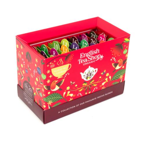 Miniaturka artykułu - English Tea Shop Advent Tea Calendar (Red) Kalendarz adwentowy z ekologicznymi herbatami, 25 sasz. 13smaków