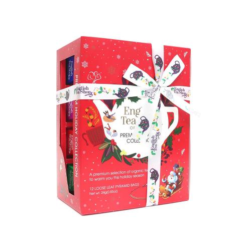 Miniaturka artykułu - English Tea Shop Holiday Red Prism Zestaw ekologicznych herbat i herbatek 12piramidek 4smaki
