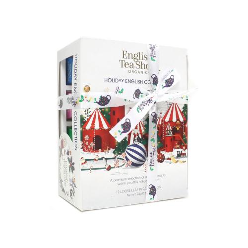 Miniaturka artykułu - English Tea Shop Holiday White Prism Zestaw ekologicznych herbat i herbatek 12piramidek 4smaki