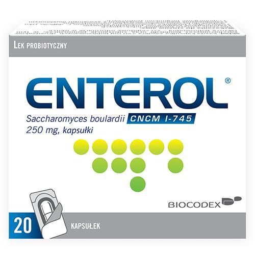 Miniaturka artykułu - Enterol 250 mg, 20 kapsułek USZKODZONE TEKTUROWE OPAKOWA.