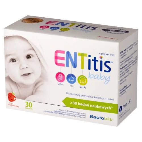 Miniaturka artykułu - ENTitis Baby proszek o smaku truskawkowym, 30 sasz.