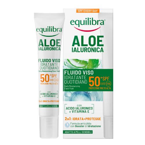 Miniaturka artykułu - Equilibra Nawilżający fluid do twarzy do codziennego stosowania SPF 50+, 40 ml