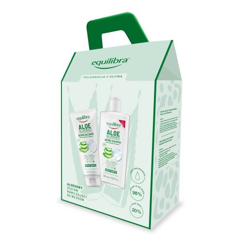 Miniaturka artykułu - EQUILIBRA Zestaw Aloes Nawilżający szampon aloes i kwas hialuronowy, 265ml + Nawilżająca odżywka aloes i kwas hialuronowy, 200ml
