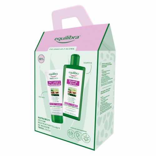 Miniaturka artykułu - EQUILIBRA Zestaw Tricologica Naprawczy szampon restrukturyzujący, 300ml + Naprawcza odżywka restrukturyzująca, 200ml