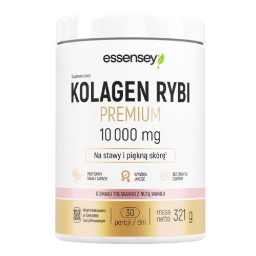 Miniaturka artykułu - Essensey Kolagen Rybi Premium 10000 mg smak truskawka z nutą wanilii, 321 g