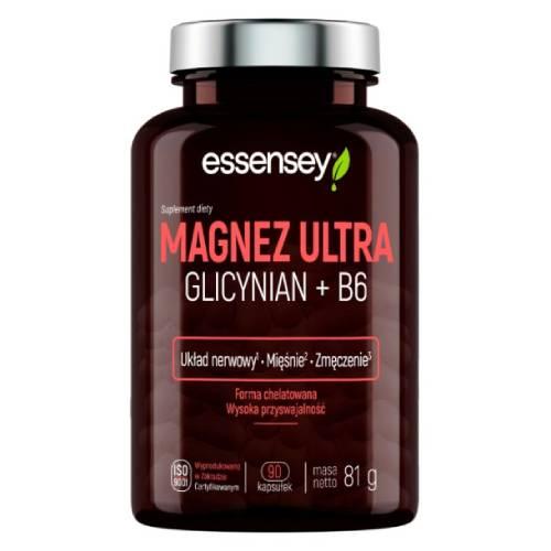 Miniaturka artykułu - Essensey Magnez Ultra Glicynian + B6, 90 kaps.