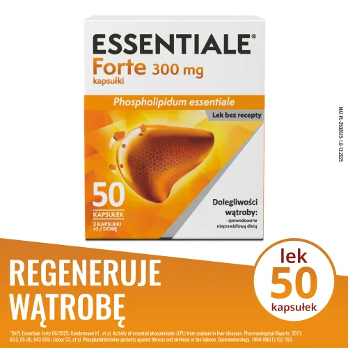 Miniaturka artykułu - ESSENTIALE FORTE 300 mg - 50 kapsułek