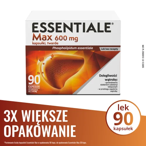 Miniaturka artykułu - ESSENTIALE MAX 600 mg, 90 kapsułek