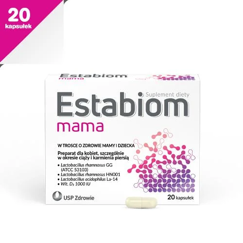 Miniaturka artykułu - Estabiom Mama, 20 kapsułek KR&Oacute;TKA DATA 31.10.2026