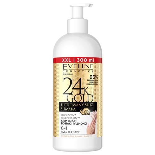 Miniaturka artykułu - EVELINE 24K Gold Luksusowy regenerujący krem-serum ​​do rąk i paznokci, 300 ml USZKODZONE / BRAK POMPKI