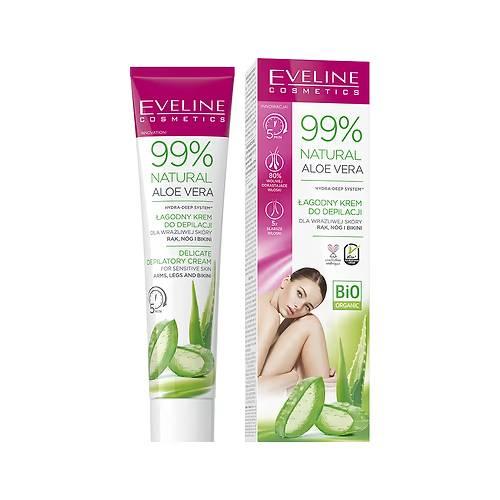 Miniaturka artykułu - EVELINE 99% Natural Aloe Vera Łagodny krem do depilacji, 125ml