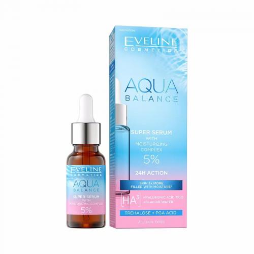 Miniaturka artykułu - Eveline Aqua Balance Super Serum z kompleksem nawilżającym, 18 ml
