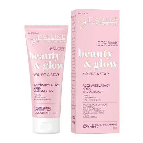 Miniaturka artykułu - EVELINE Beauty & Glow You're a Star! Rozświetlający krem wygładzający, 75 ml
