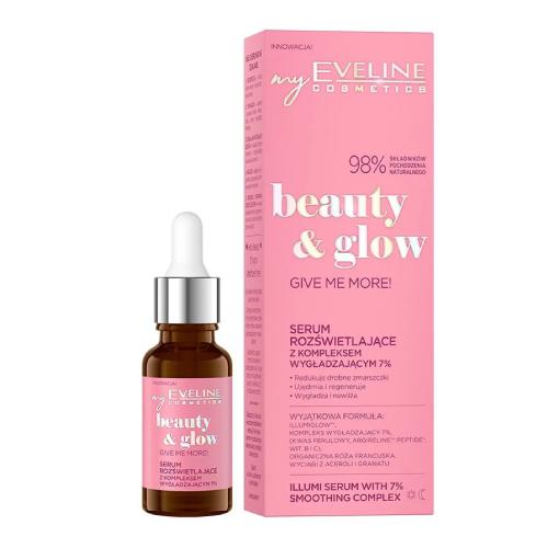 Miniaturka artykułu - EVELINE Beauty & Glow Give Me More! Serum rozświetlające z kompleksem wygładzającym 7%, 18 ml