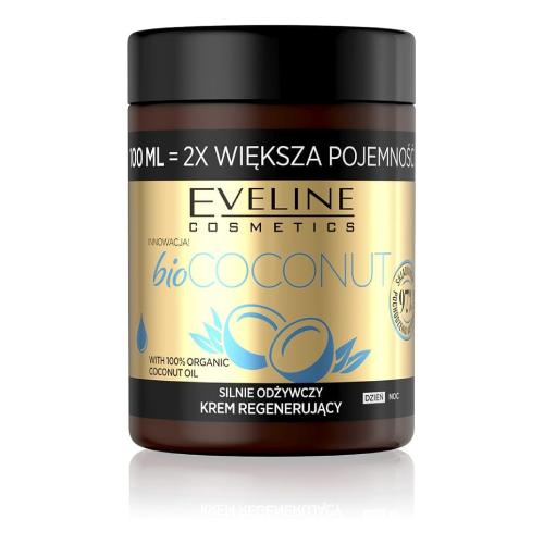 Miniaturka artykułu - EVELINE Bio Coconut Silnie odżywczy krem regenerujący do twarzy, 100ml