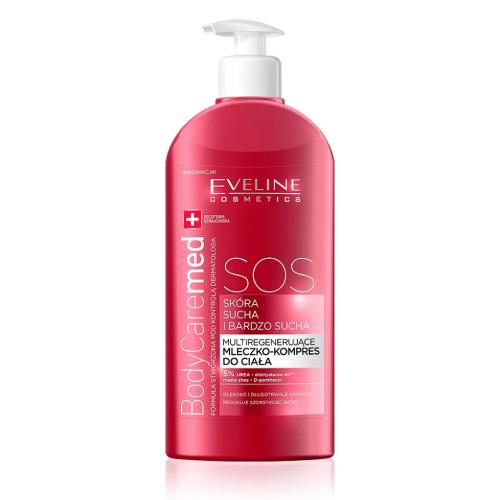 Miniaturka artykułu - EVELINE BodyCare Med+ SOS Multiregenerujące mleczko-kompres do ciała, 350 ml