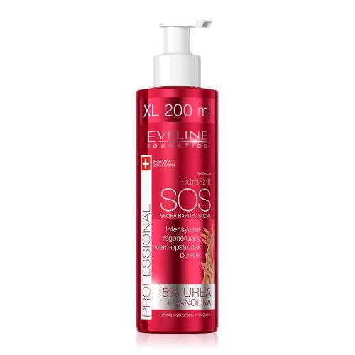 Miniaturka artykułu - EVELINE Extra Soft SOS Intensywnie regenerujący krem-opatrunek do rąk, 200 ml