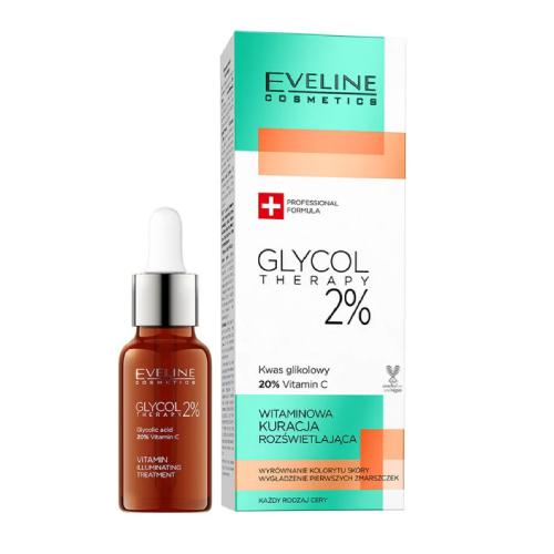 Miniaturka artykułu - EVELINE Glycol Therapy 2% Witaminowa Kuracja rozświetlająca, 18ml