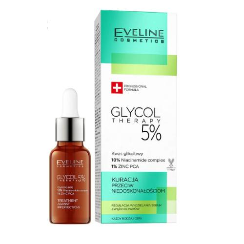 Miniaturka artykułu - EVELINE Glycol Therapy 5% Kuracja przeciw niedoskonałościom, 18ml