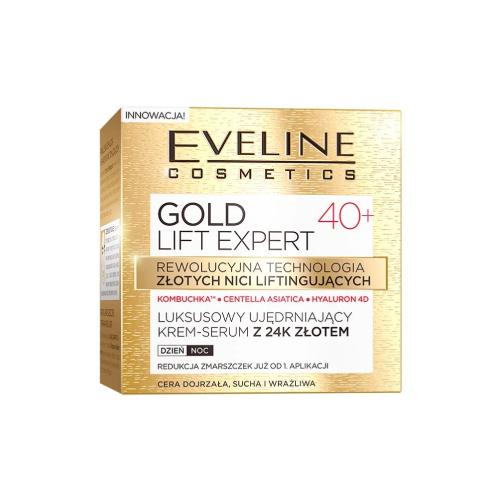 Miniaturka artykułu - EVELINE Gold Lift Expert 40+ Luksusowy ujędrniający krem-serum na dzień i na noc, 50ml