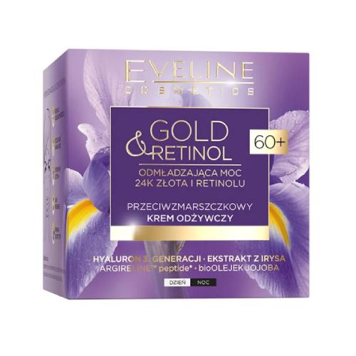 Miniaturka artykułu - EVELINE Gold & Retinol 60+ Przeciwzmarszczkowy Krem odżywczy na dzień i noc, 50ml