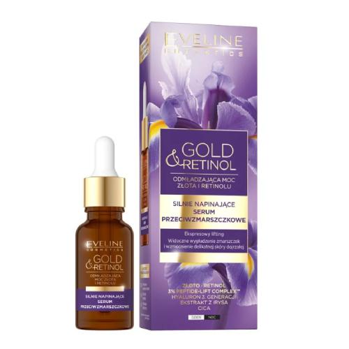 Miniaturka artykułu - EVELINE Gold & Retinol Silnie Napinajace Serum przeciwzmarszczkowe, 18ml