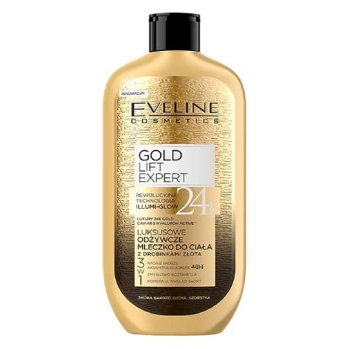 Miniaturka artykułu - EVELINE Gold Lift Expert Mleczko do ciała odżywcze z drobinkami złota, 350ml 