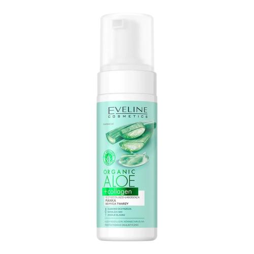 Miniaturka artykułu - EVELINE ORGANIC ALOE+COLLAGEN Oczyszczająco-łagodząca pianka do mycia twarzy, 150ml