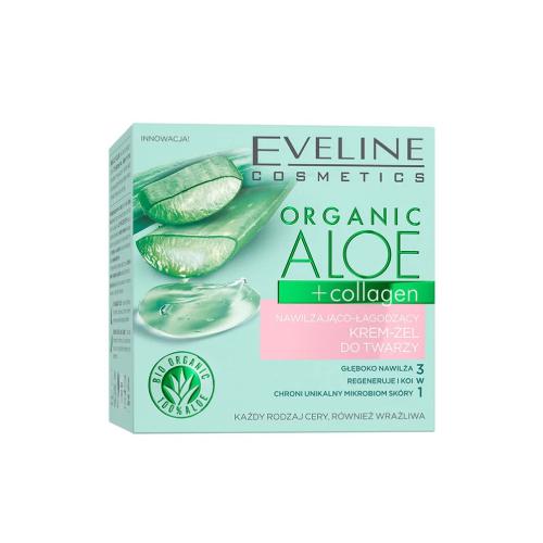 Miniaturka artykułu - EVELINE Organic Aloe Nawilżająco-łagodzący krem-żel do twarzy 3w1, 50ml