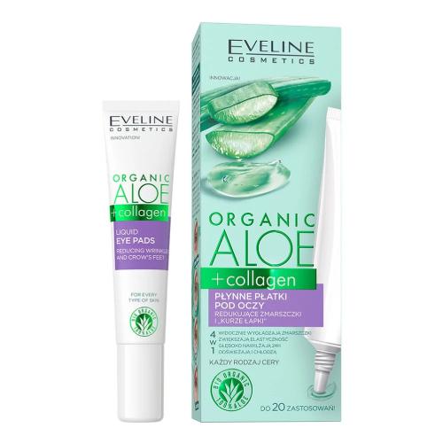 Miniaturka artykułu - EVELINE Organic Aloe Przeciwzmarszczkowe płynne płatki pod oczy, 20ml