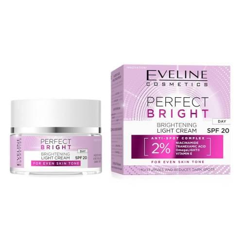Miniaturka artykułu - Eveline Perfect Bright Lekki krem rozświetlający do twarzy na dzień SPF20, 50 ml