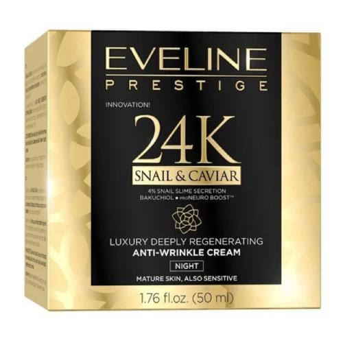 Miniaturka artykułu - Eveline Prestige 24K Snail & Caviar Luksusowy głęboko regenerujący krem przeciwzmarszczkowy na noc, 50 ml