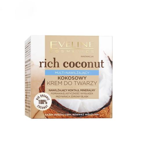 Miniaturka artykułu - EVELINE Rich Coconut Kokosowy krem do twarzy multi-nawilżający, 50ml