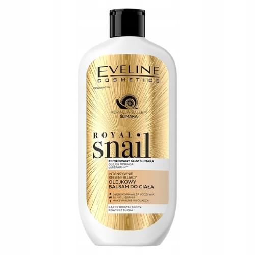 Miniaturka artykułu - EVELINE Royal Snail Intensywnie regenerujący olejkowy balsam do ciała, 350 ml