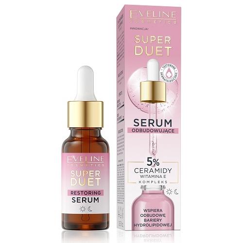 Miniaturka artykułu - EVELINE Super Duet Serum odbudowujące do twarzy 5% Ceramidy Witamina E, 18ml