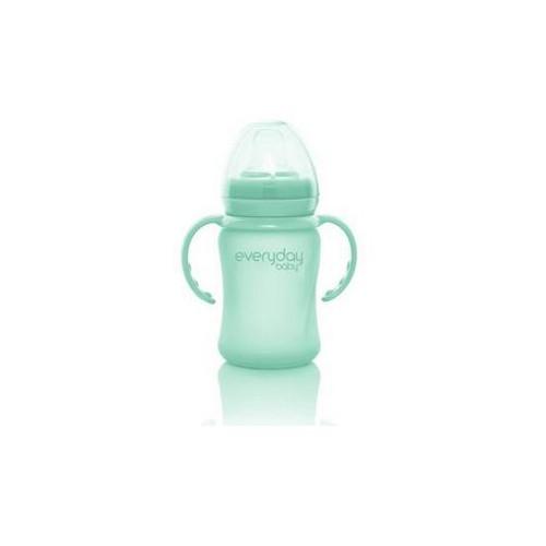 EVERYDAY BABY Szklana butelka z ustnikiem niekapkiem i rączkami miętowa 6m+, 150ml