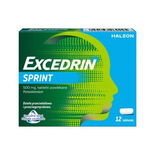 Miniaturka artykułu - Excedrin Sprint 500 mg, 12 tabletek powlekanych - działa przeciwb&oacute;lowo i przeciwgorączkowo