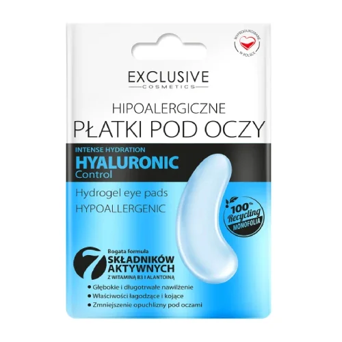 Miniaturka artykułu - Exclusive Cosmetics Hipoalergiczne płatki pod oczy z kwasem hialuronowym, 1 para