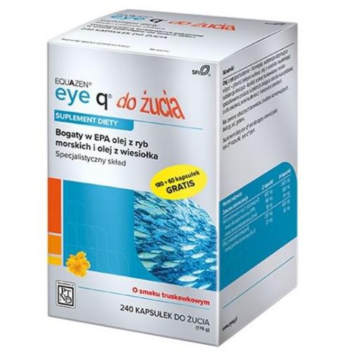 Miniaturka artykułu - Eye Q Kapsułki do żucia truskawkowe - 180 + 60 kapsułek 