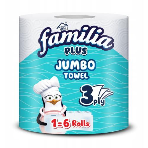 Miniaturka artykułu - FAMILIA Ręcznik papierowy kuchenny jednorazowy Jumbo 1=6, 1 szt. USZKODZONE FOLIOWE OPAKOWANIE