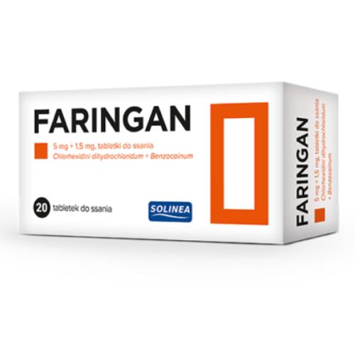 Miniaturka artykułu - FARINGAN Lek na b&oacute;l gardła, 20 tabl. 